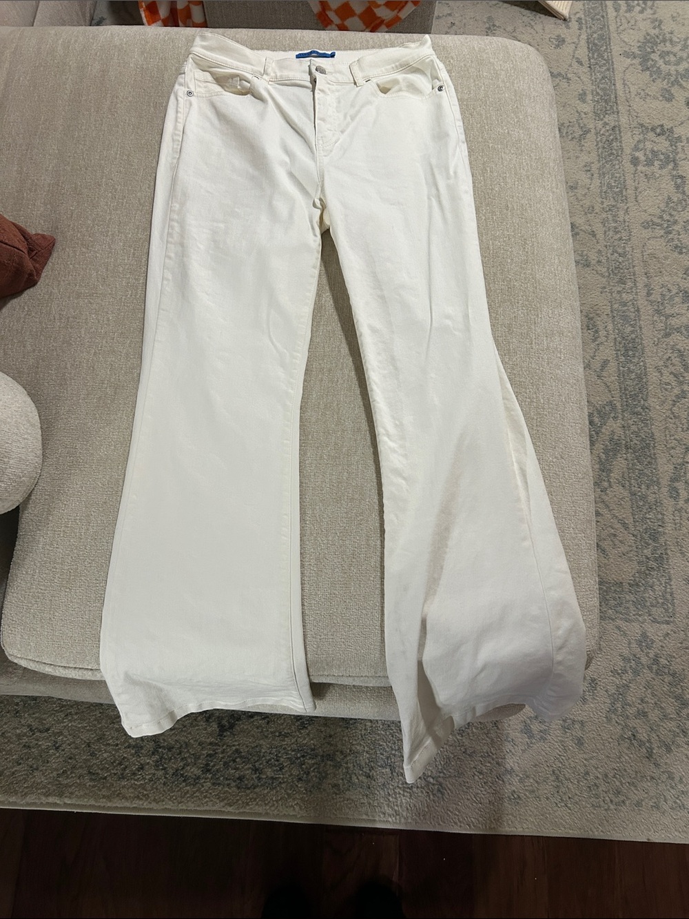 J. McLaughlin Cream Flared Wide-Leg Jeans